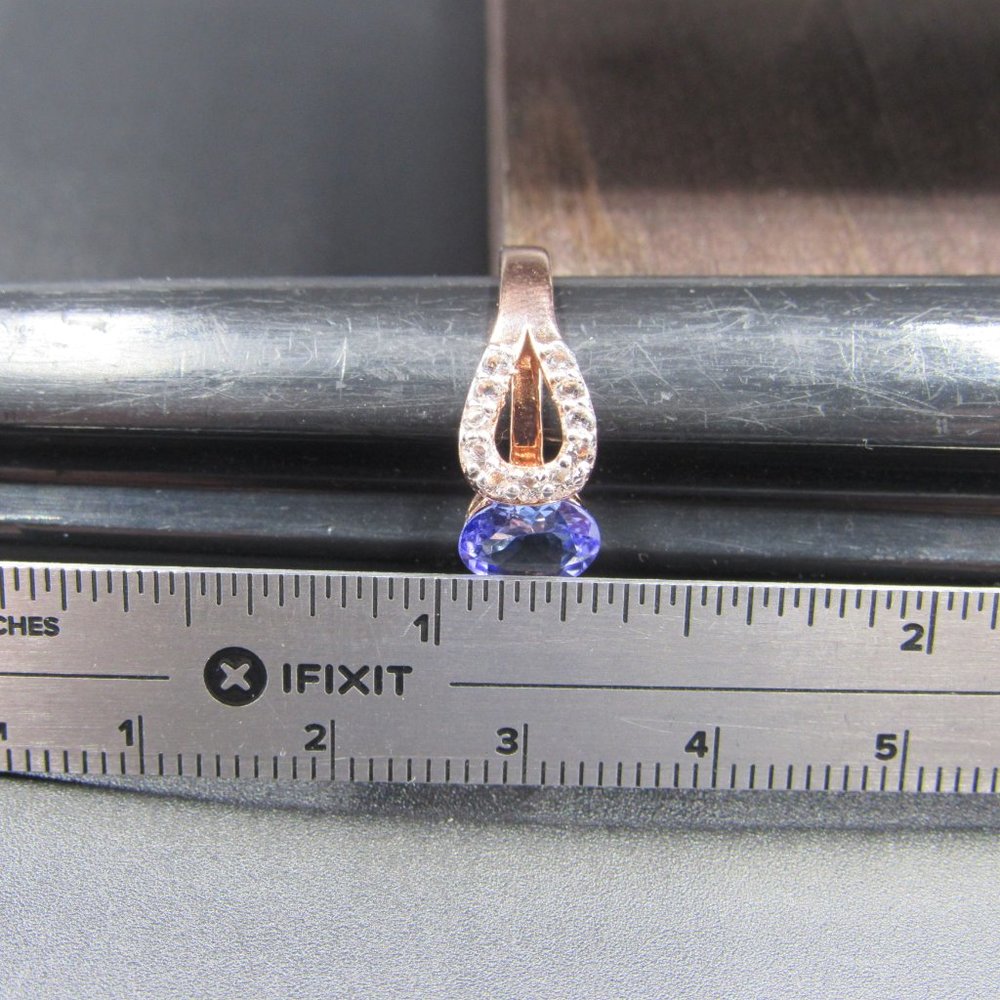 Size 8 Sterling Tanzanite & White Topaz Gem Ring - Picture 7 of 8